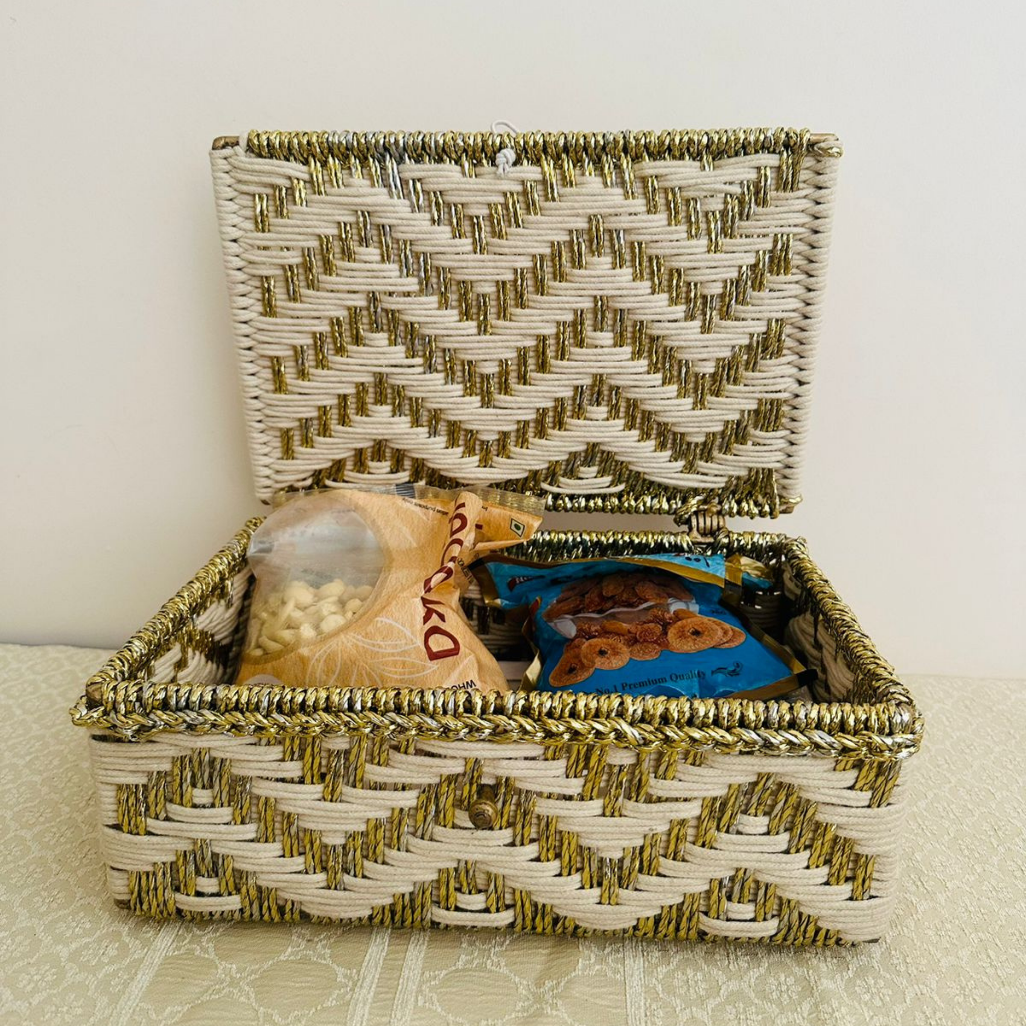 Hemp Rope & Cotton Hamper basket